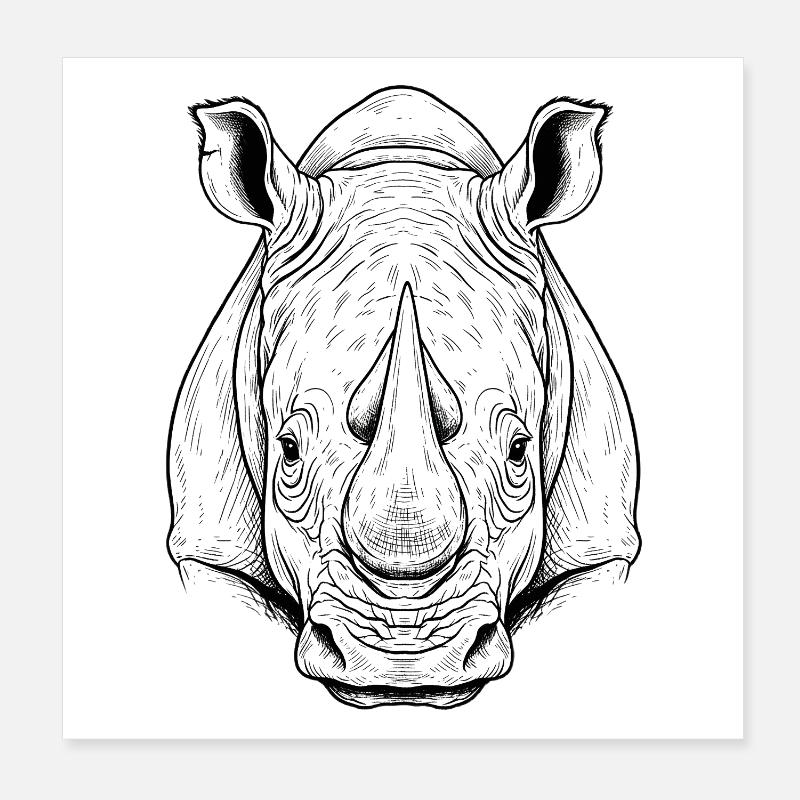 Nashorn Poster 20x20 cm