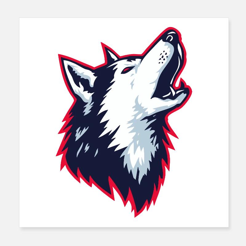 Husky hurlant dans un style logo Poster 20 x 20 cm
