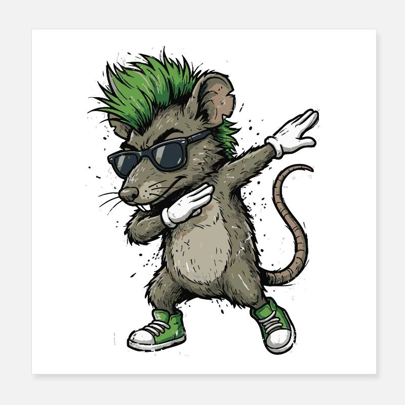 Dessin animé Punk Dab Rat Poster 20 x 20 cm
