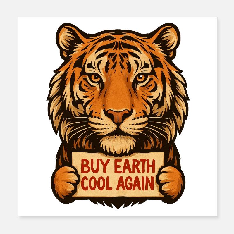 Tiger dit : Rends Eath Cool à Nouveau Poster 20 x 20 cm
