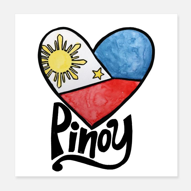 Imprimé du drapeau philippin en forme de cœur Poster 20 x 20 cm