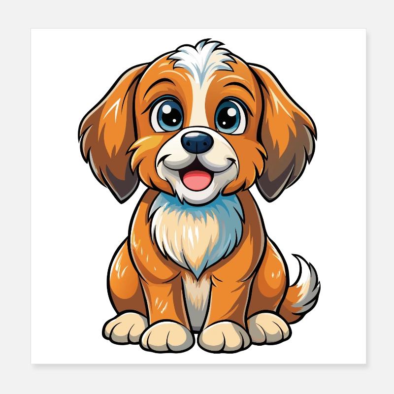 Siddende hvalp Poster 20x20 cm