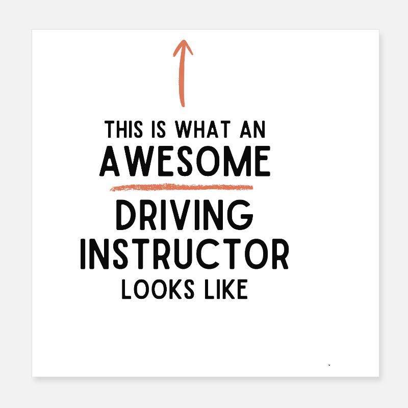 Instructeur de conduite École de conduite pour nouveaux conducteurs Poster 20 x 20 cm