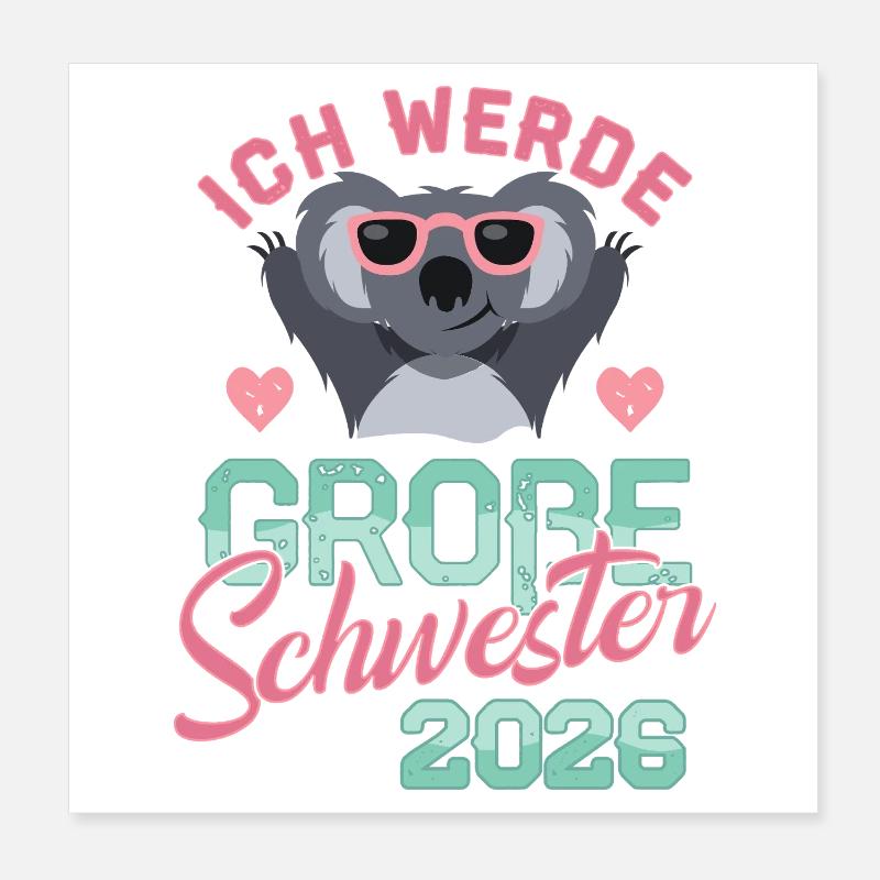Ich werde Große Schwester 2026 Schwangerschaft Poster 20x20 cm