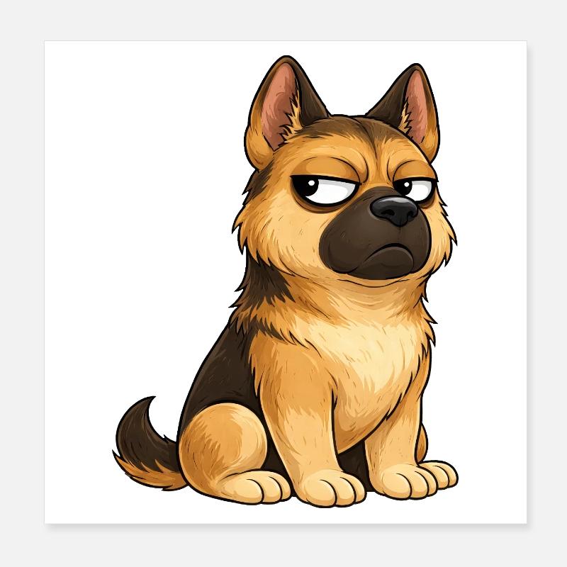Cool Dog German Shepherd Skeptical Poster 8" x 8" (20x20 cm)