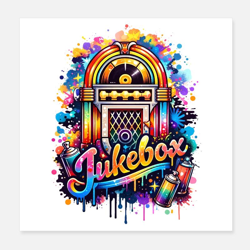 Bunte Jukebox im Graffiti-Style  Poster 20x20 cm