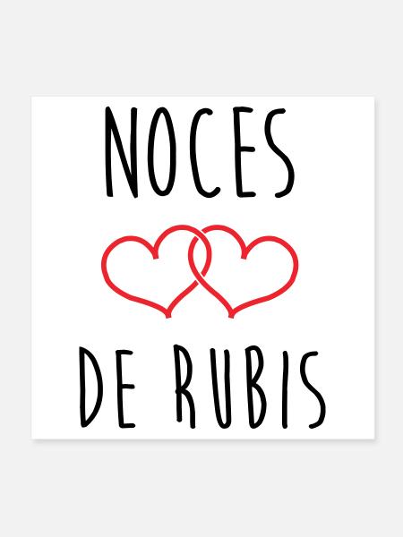 Noce de Rubis 35 ans de mariage - Poster 20 x 20 cm - blanc - Devant