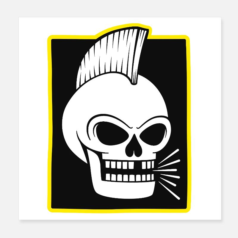 Punk Rock Skull With Mohawk Poster 8" x 8" (20x20 cm)