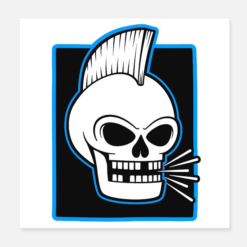 Skull Mohawk Punk-Grafik Poster 20x20 cm