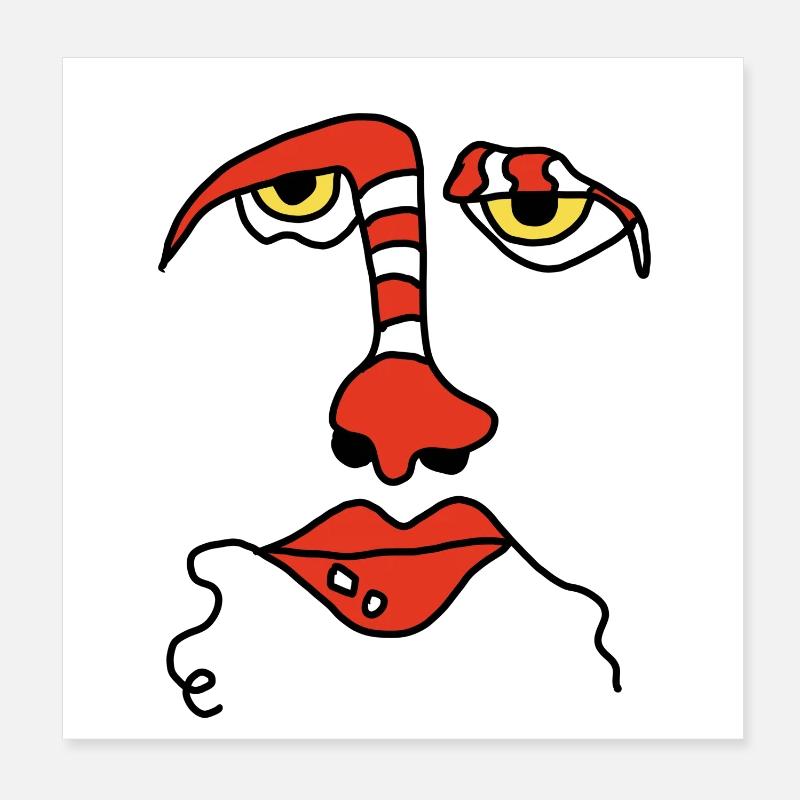Visage abstrait avec rayures Poster 20 x 20 cm