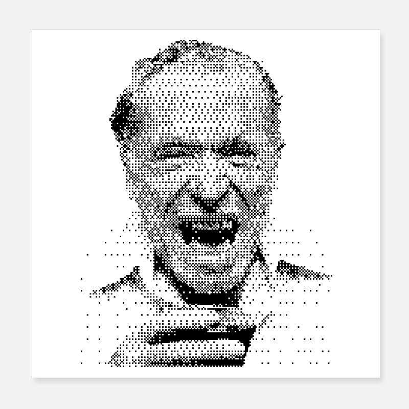 Charles Bukowski raster portrait Poster 8" x 8" (20x20 cm)