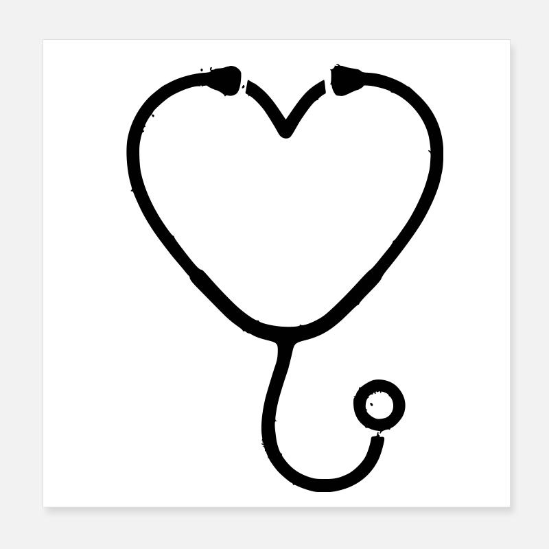 Plan de médecine cardiaque par stéthoscope Poster 20 x 20 cm