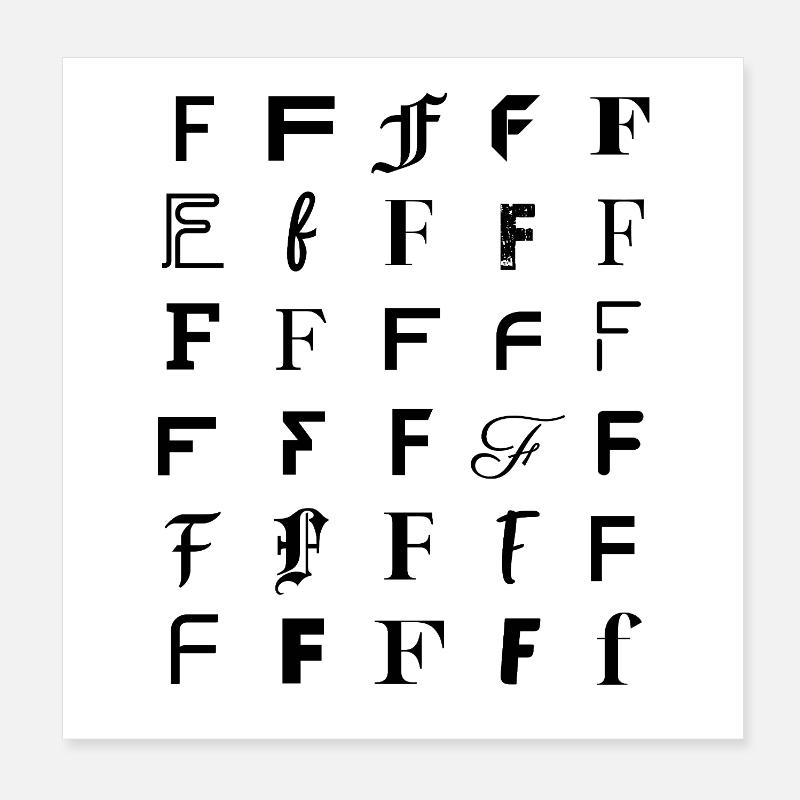 Mosaïque typographique de lettres f Poster 20 x 20 cm