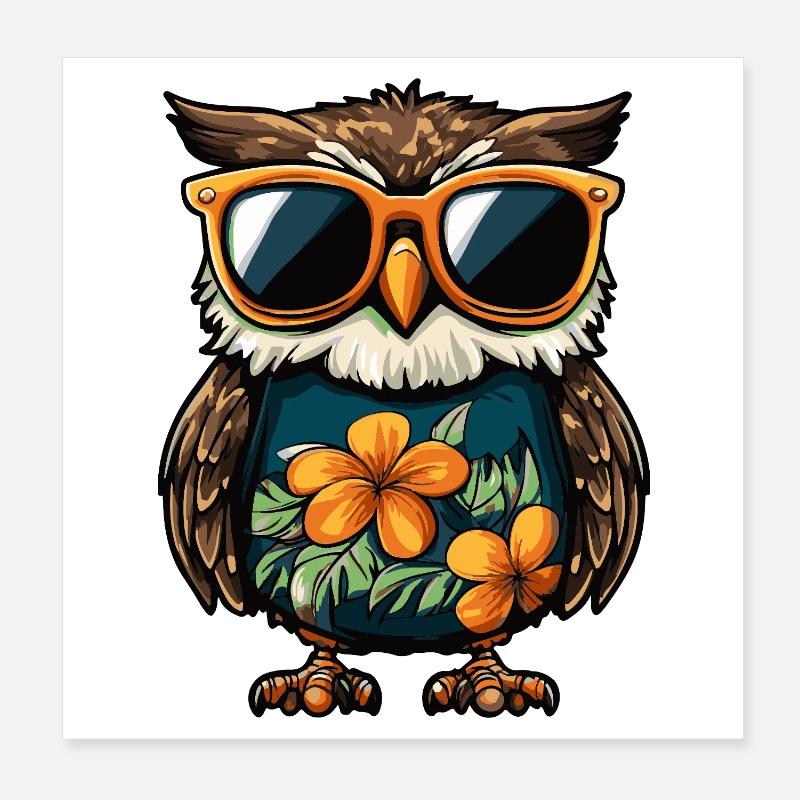 Owl Comic Holiday - Poster 8" x 8" (20x20 cm) - white