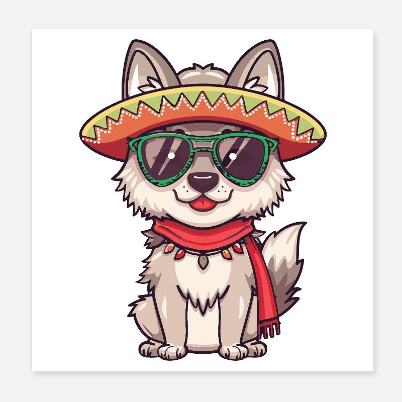 Sombrero drôle de Fox Comic Poster 20 x 20 cm
