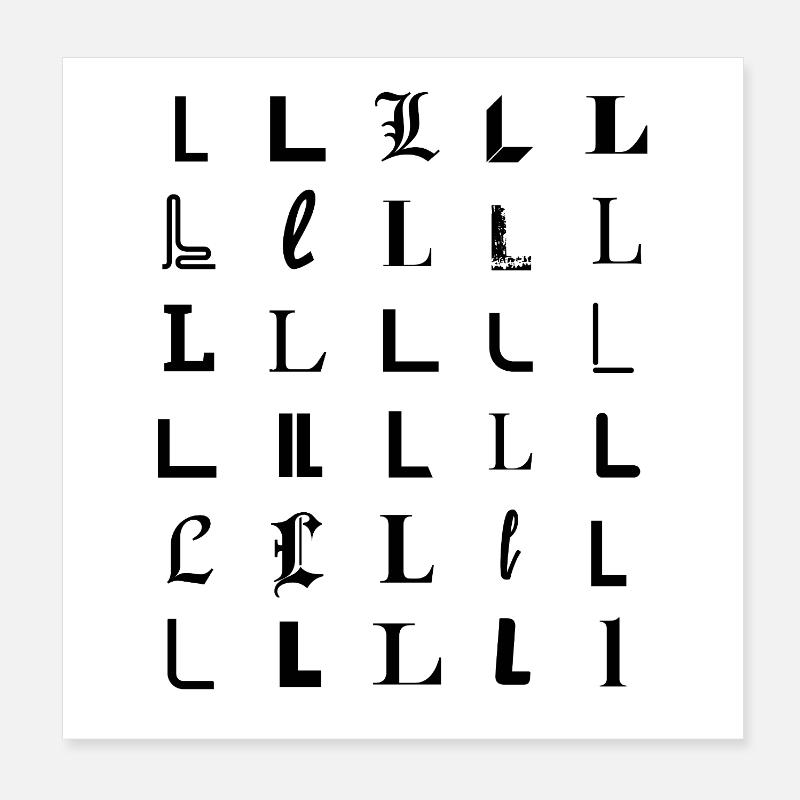 Typography L monogram letter mosaic design T-Shirt Poster 8" x 8" (20x20 cm)