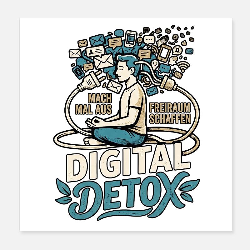 Digital Detox Mindfulness Poster 20x20 cm
