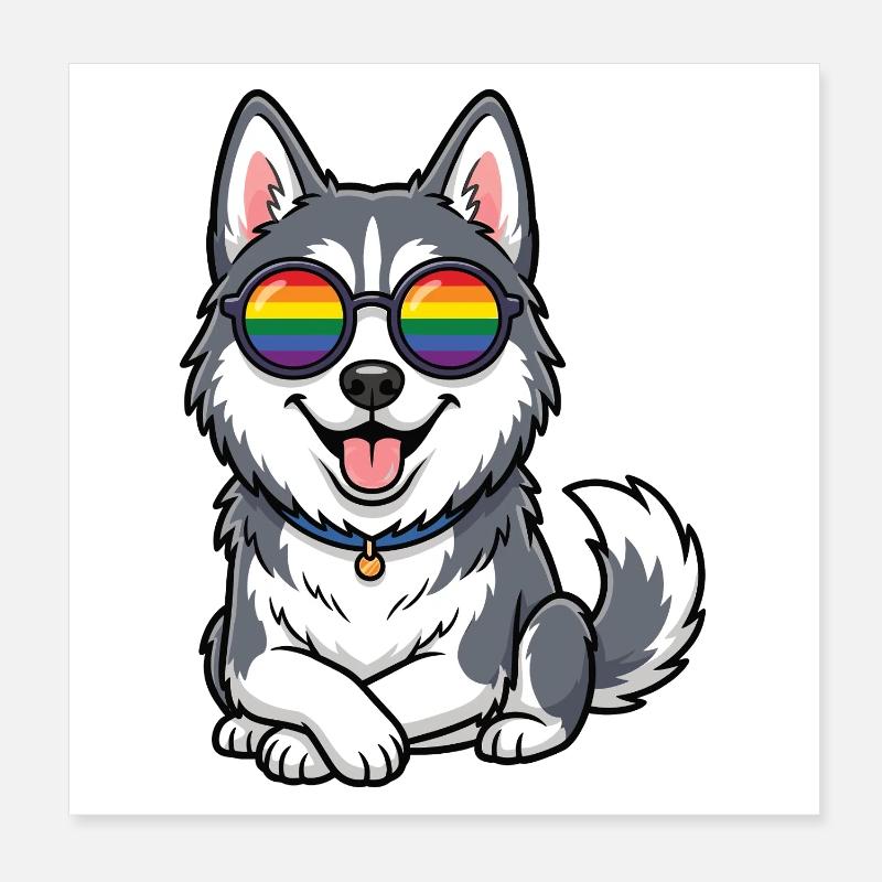 LGBT Pride Month - Cute Husky  Poster 8" x 8" (20x20 cm)