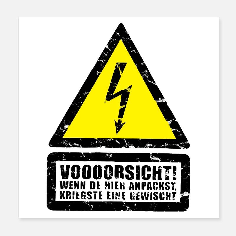 stop Vorsicht Strom ! Respekt Selbstverteidigung  Poster 20x20 cm