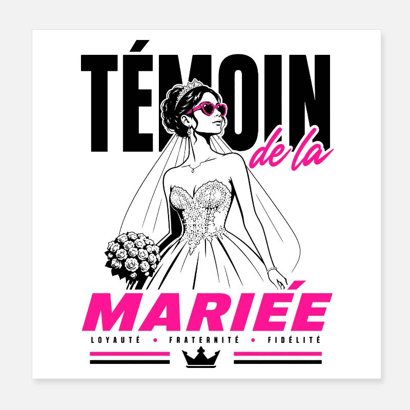 Témoin de la Mariée Glam Chic Poster 20 x 20 cm