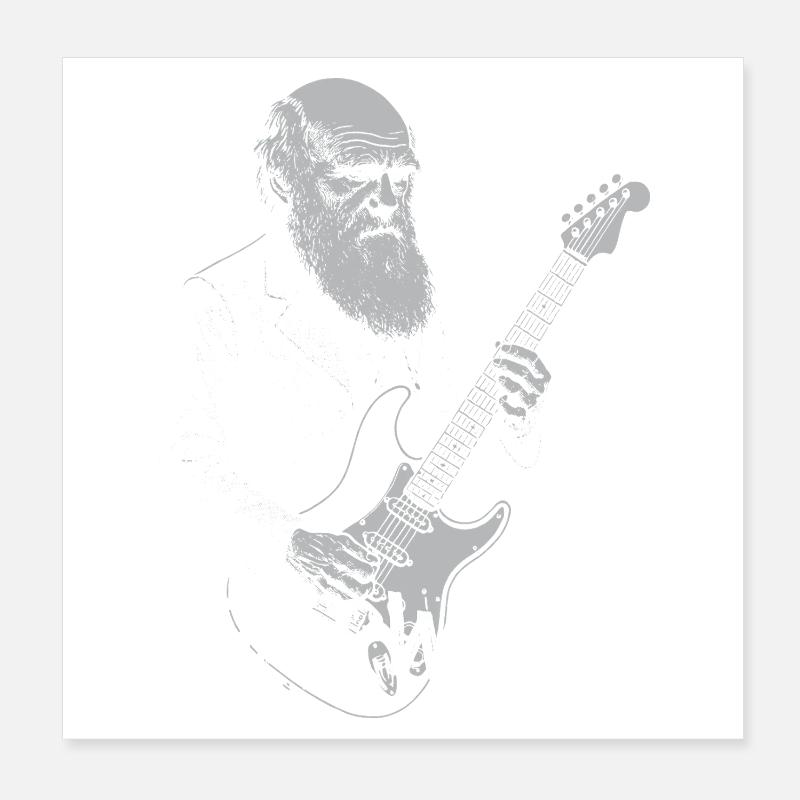Darwin jouant de la guitare Evolution Poster 20 x 20 cm