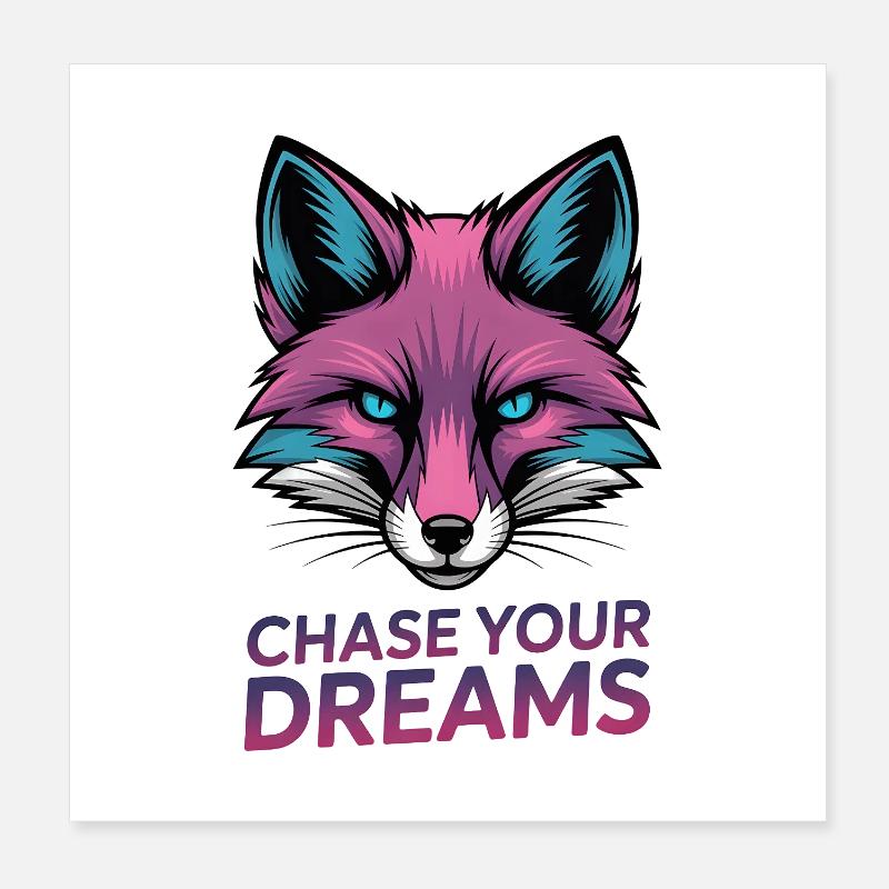 Pink Fox: Chase Your Dreams Poster 8" x 8" (20x20 cm)