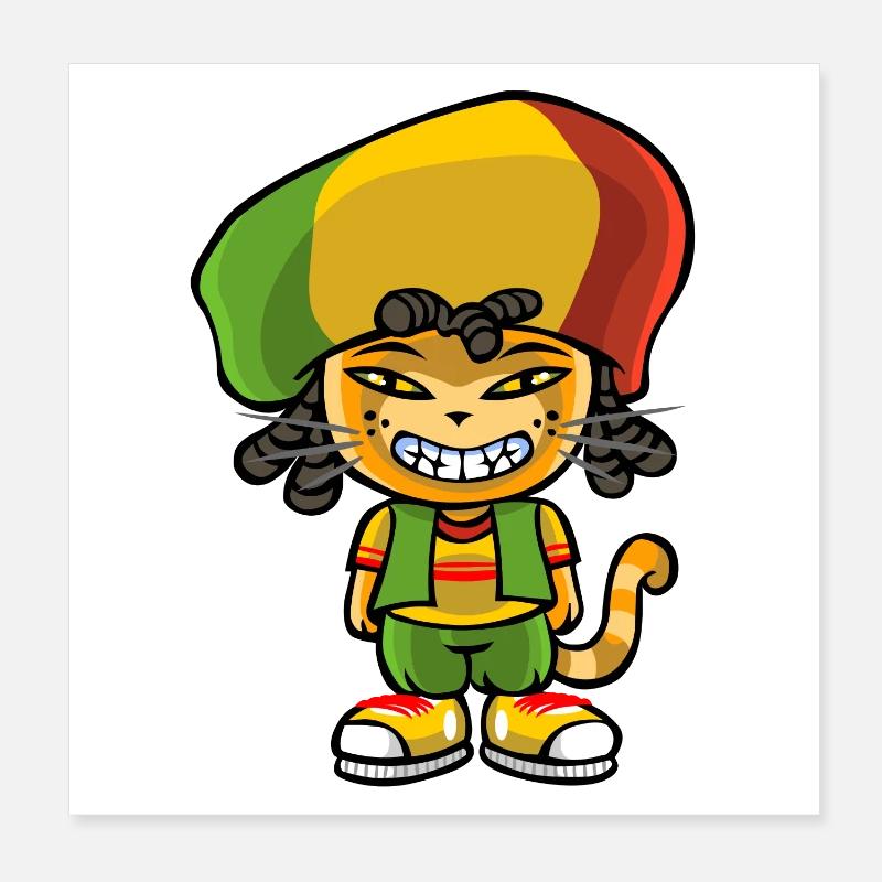 Reggae katze Poster 20x20 cm