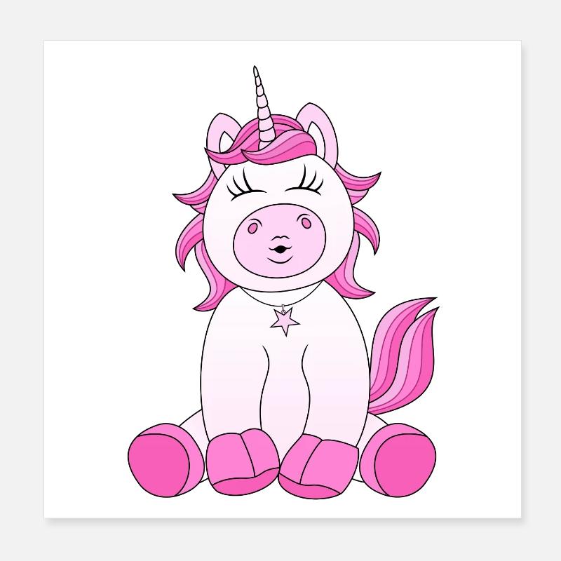 Douce Licorne avec un baiser rose Poster 20 x 20 cm