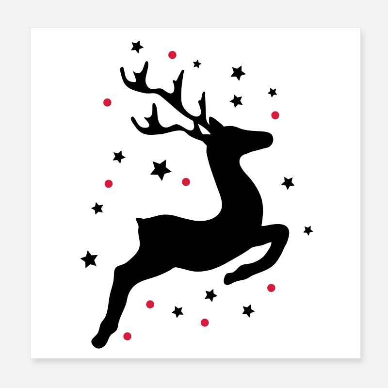 leaping reindeer Poster 8" x 8" (20x20 cm)