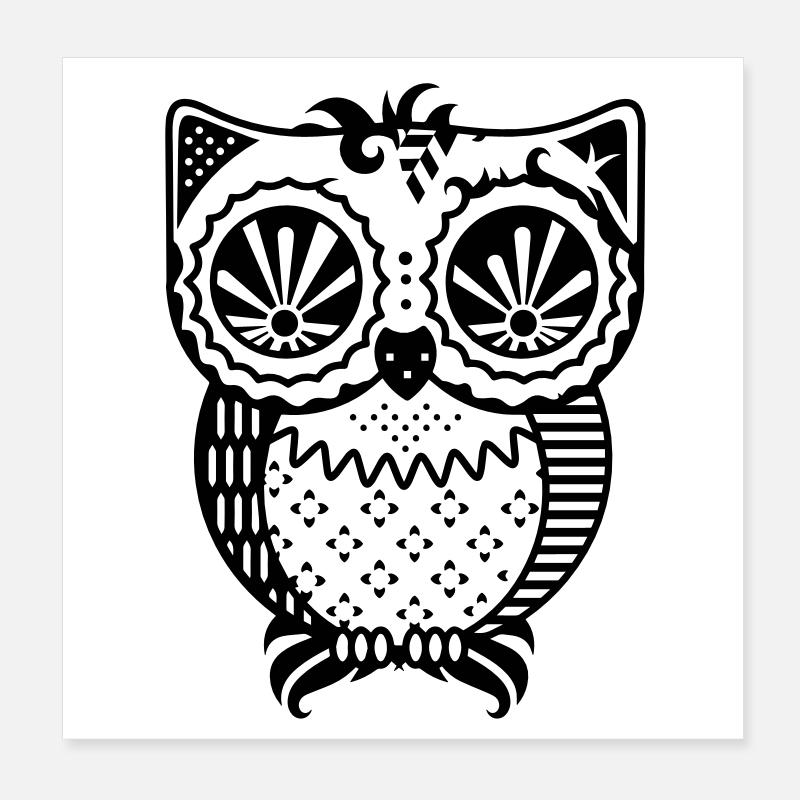 Un hibou de patchwork Poster 20 x 20 cm