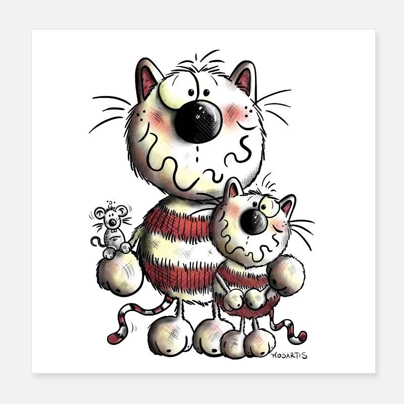 Drôle Chats Poster 20 x 20 cm
