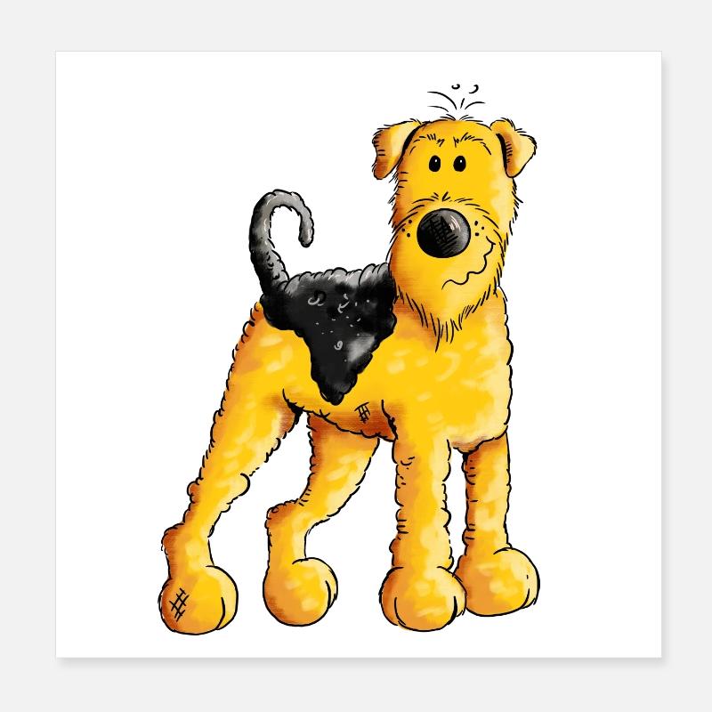 Happy Airedale Terrier - Comic - Hund - Dog - Fun Poster 20x20 cm