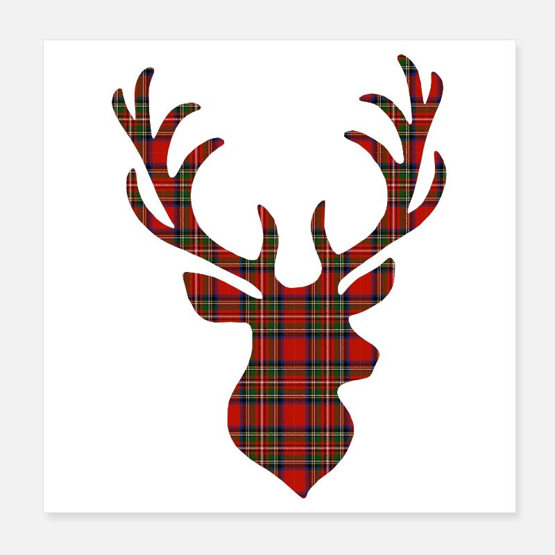 Red tartan deer Poster 8" x 8" (20x20 cm)