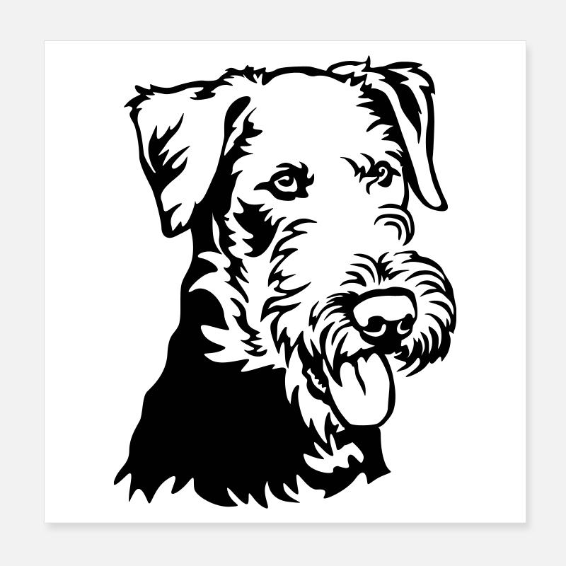 Airedale Terrier Kopf Poster 20x20 cm