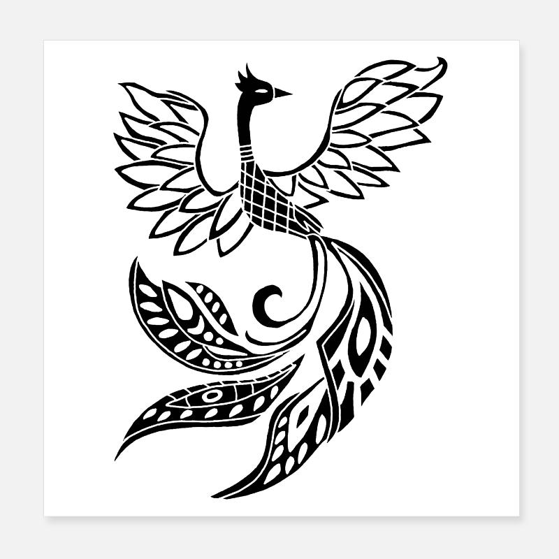 Black phoenix bird Poster 8" x 8" (20x20 cm)