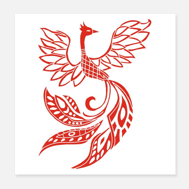 Red phoenix bird Poster 8" x 8" (20x20 cm)