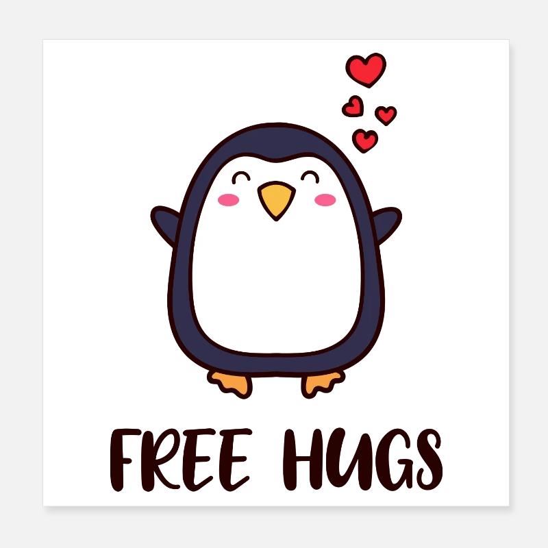 Süß Pinguin Herz Statement Antarktis Vogel Tier Poster 20x20 cm