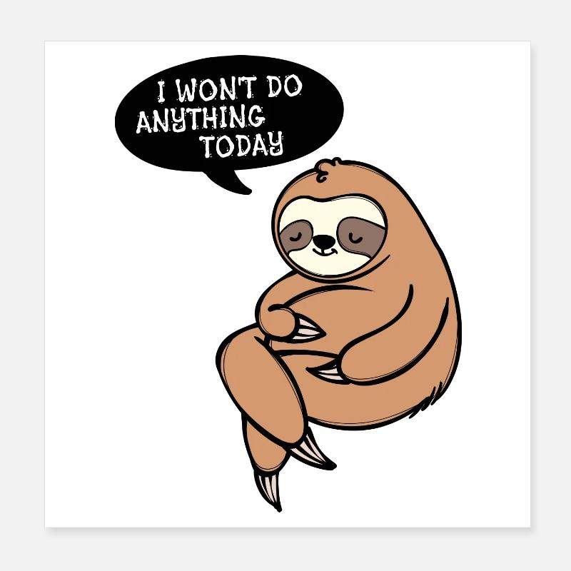 Sloth Lazy Animal Mammal Sleeping Statement Poster 8" x 8" (20x20 cm)