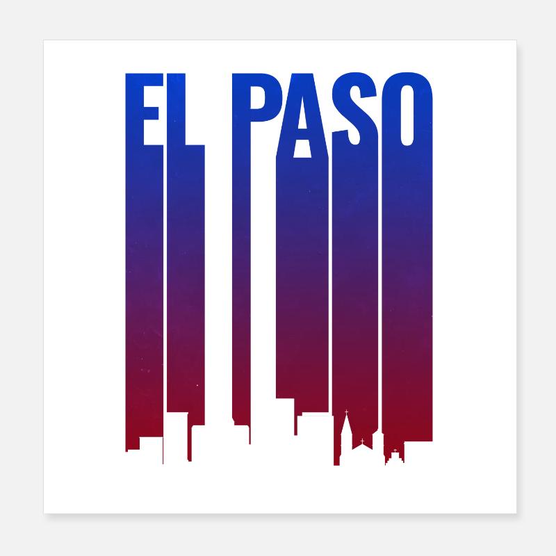 El Paso Skyline Gradient Poster 20x20 cm
