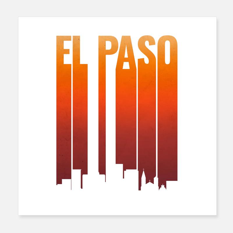 El Paso Skyline Sunset Poster 8" x 8" (20x20 cm)
