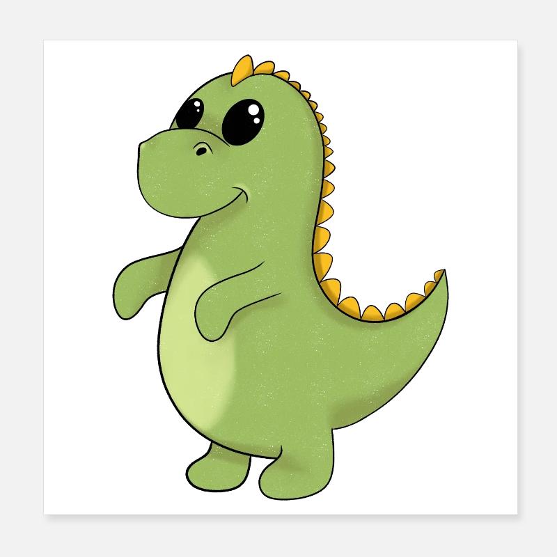 Fröhlicher GrünDino Poster 20x20 cm