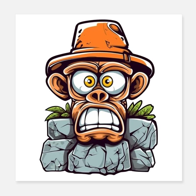 Adventurous monkey charm Poster 8" x 8" (20x20 cm)