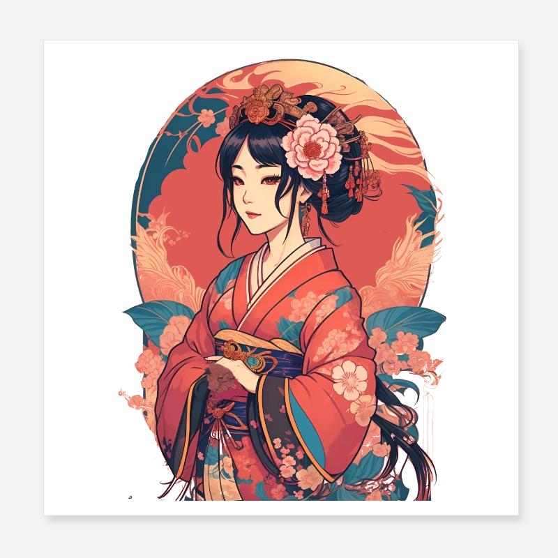 junges japanisches Mädchen Poster 20x20 cm