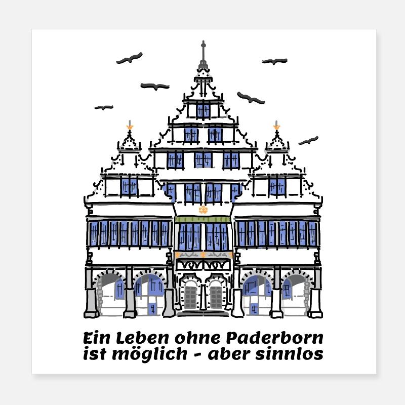 Paderborn , Lustiger Spruch, historisches Rathaus Poster 20x20 cm