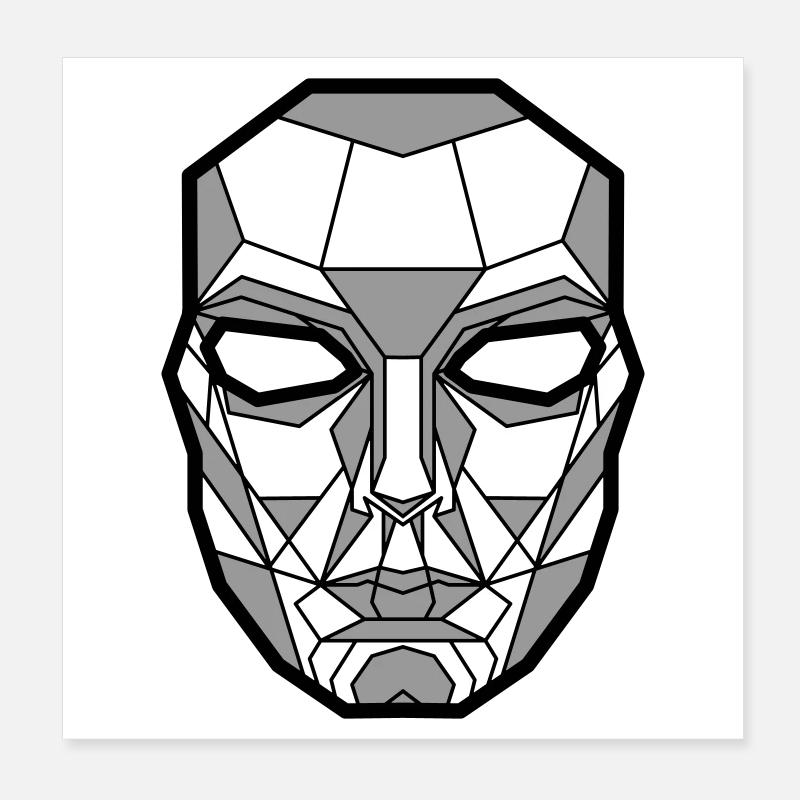 Masque de squelette géométrique Poster 20 x 20 cm