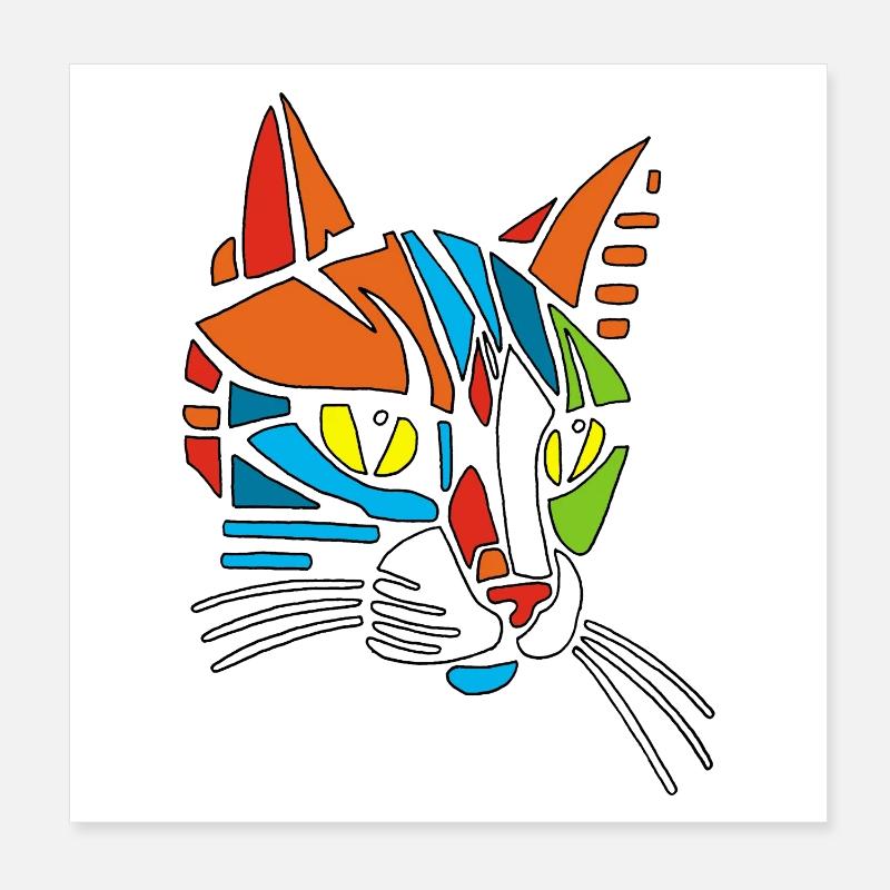 Chat tribal Poster 20 x 20 cm