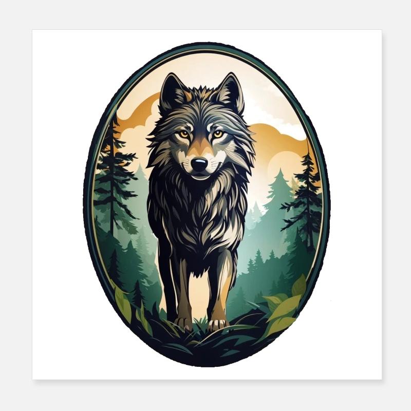 Loup habitant de la forêt Poster 20 x 20 cm