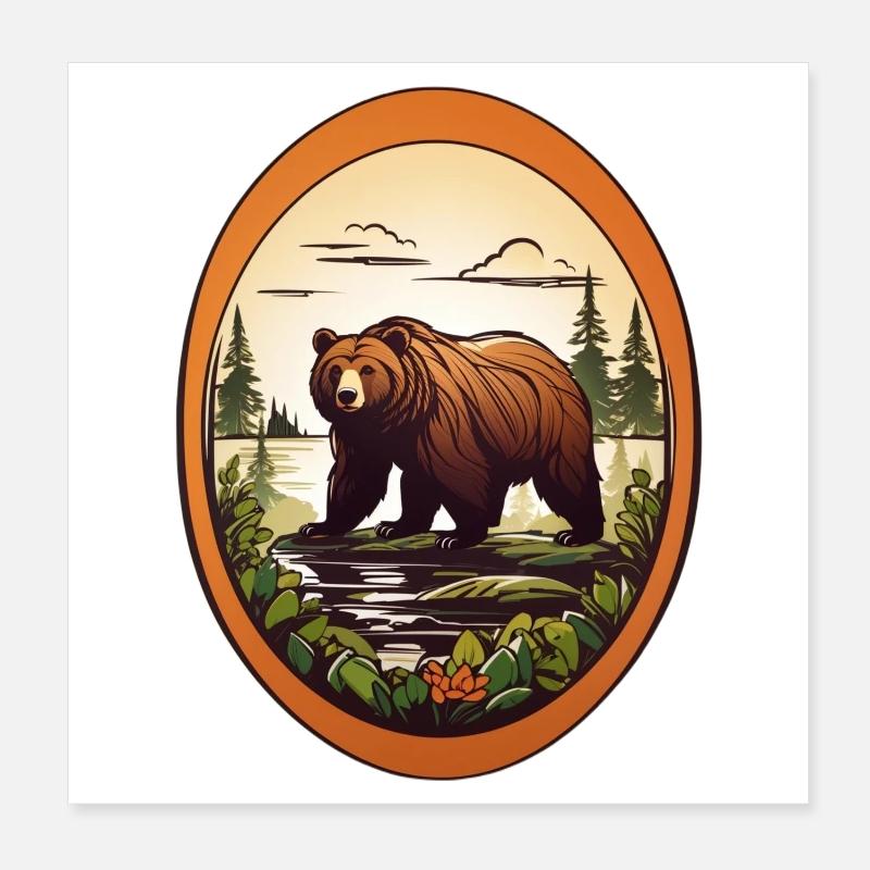 Forest dweller brown bear Poster 8" x 8" (20x20 cm)