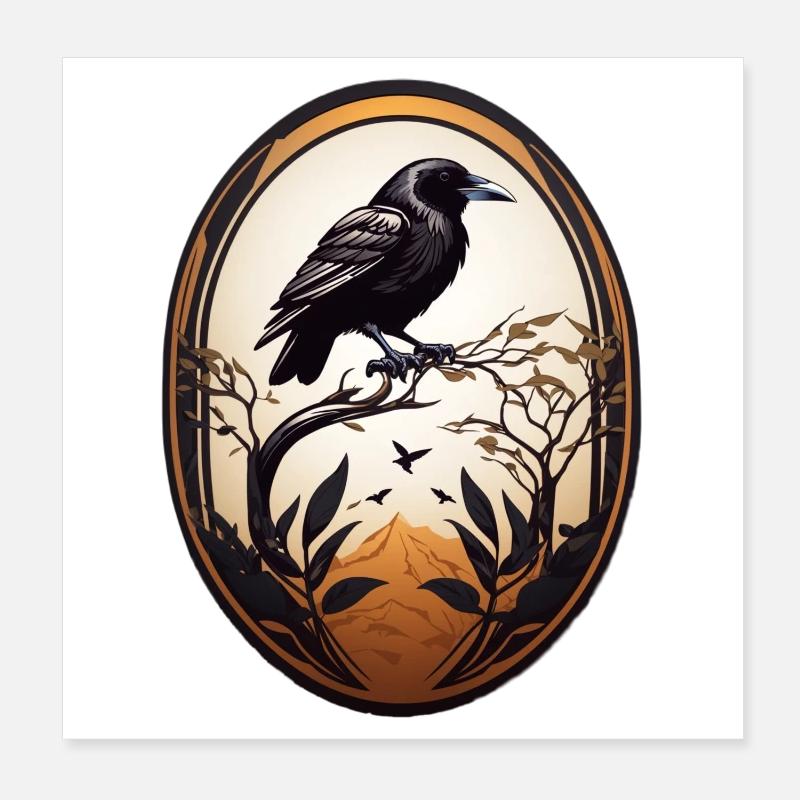Black Raven Poster 8" x 8" (20x20 cm)
