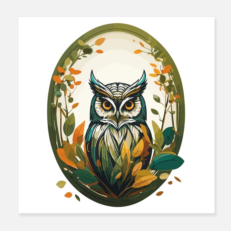 Hibou Poster 20 x 20 cm